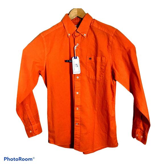 SOUTHERN TIDE Tango Orange Garment Dyed Button-Up Shirt Mens Size Small NEW - Picture 1 of 6